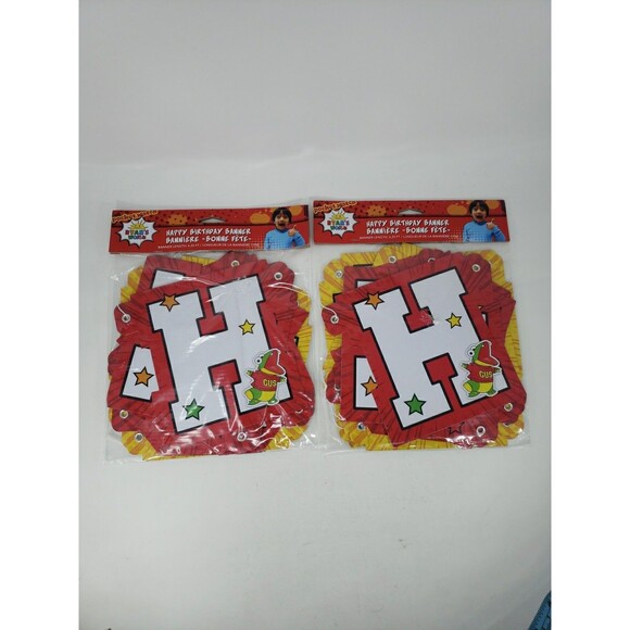 Ryans World Two Happy Birthday Banners NEW in Package American Greetings Ryan's - Picture 3 of 13